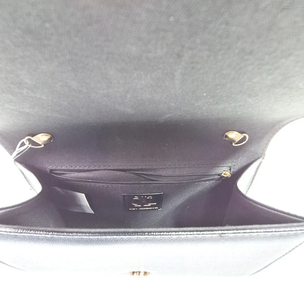 CXL‎ by Christian Lacroix Paris Caviar Clutch Womens Small Black Gold Chain New
